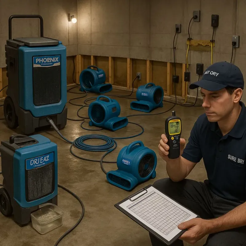 Structural Drying and Dehumidification process in Bonham, TX